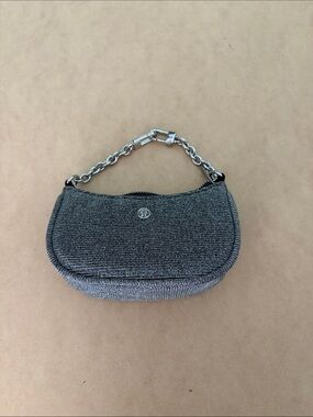 lululemon athletica Metallic Silver Mini Chain Wristlet Pouch
